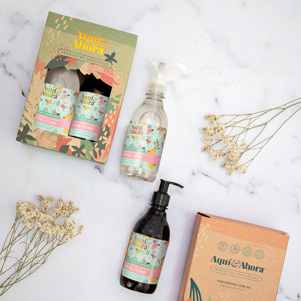 Set Jabon Liquido + Aromatizante + Estuche Exhibidor