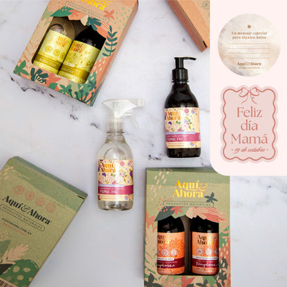 Set Jabon Liquido + Aromatizante + Estuche Exhibidor - DIA MADRE