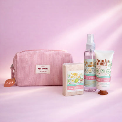 Set Neceser Corderoy + Body Splash + Crema + Jabon en Barra