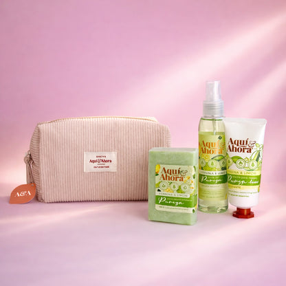 Set Neceser Corderoy + Body Splash + Crema + Jabon en Barra