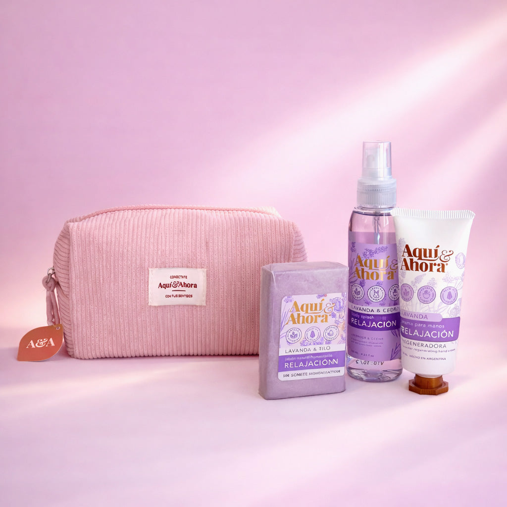 Set Neceser Corderoy + Body Splash + Crema + Jabon en Barra