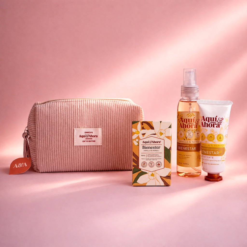 Set Neceser Corderoy + Body Splash + Crema + Jabón Natural