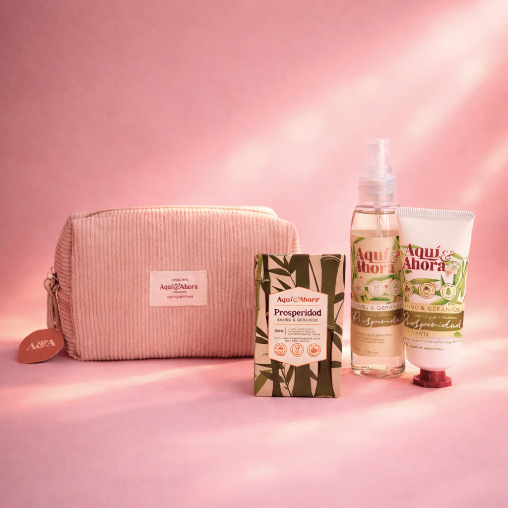 Set Neceser Corderoy + Body Splash + Crema + Jabón Natural
