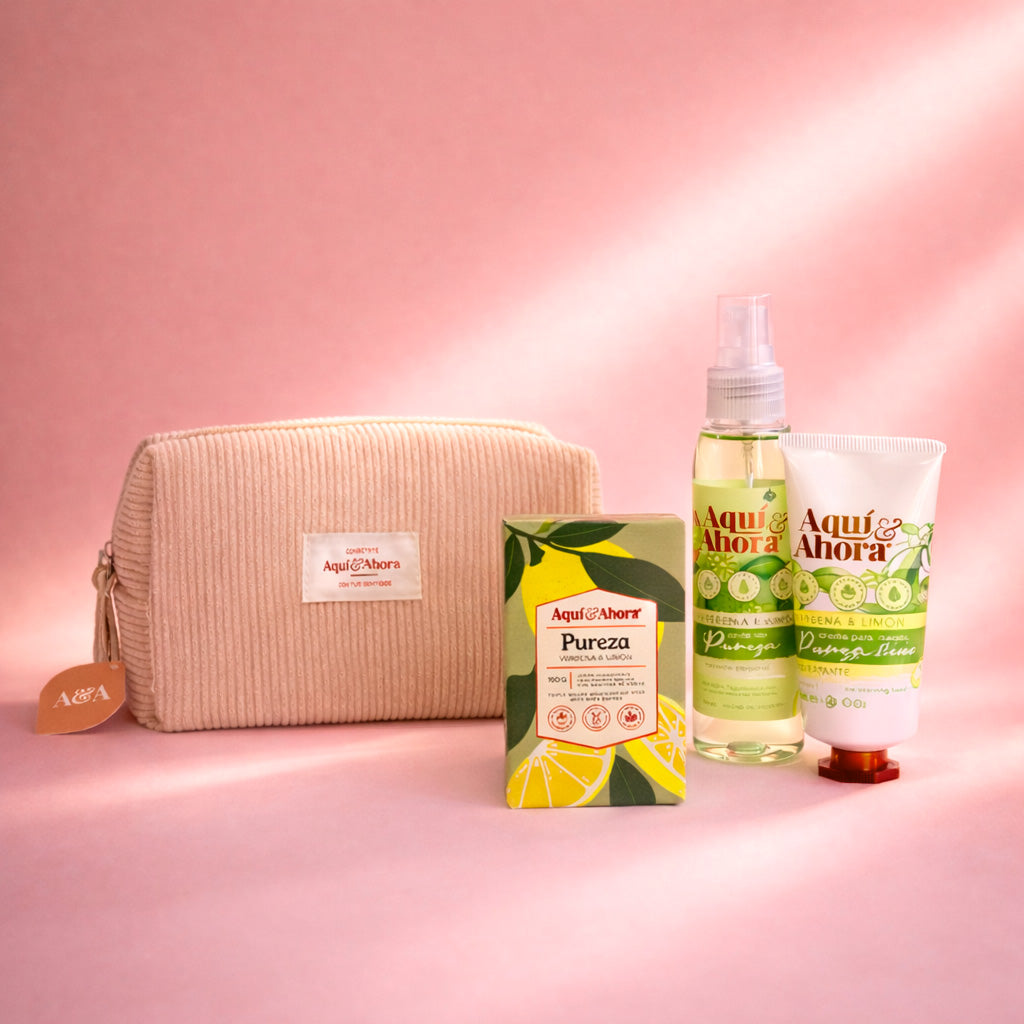 Set Neceser Corderoy + Body Splash + Crema + Jabón Natural