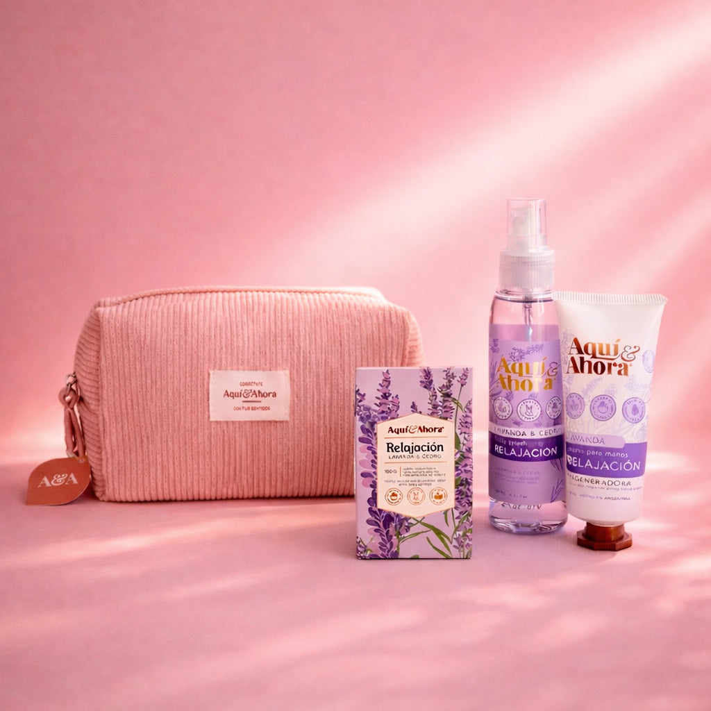 Set Neceser Corderoy + Body Splash + Crema + Jabón Natural