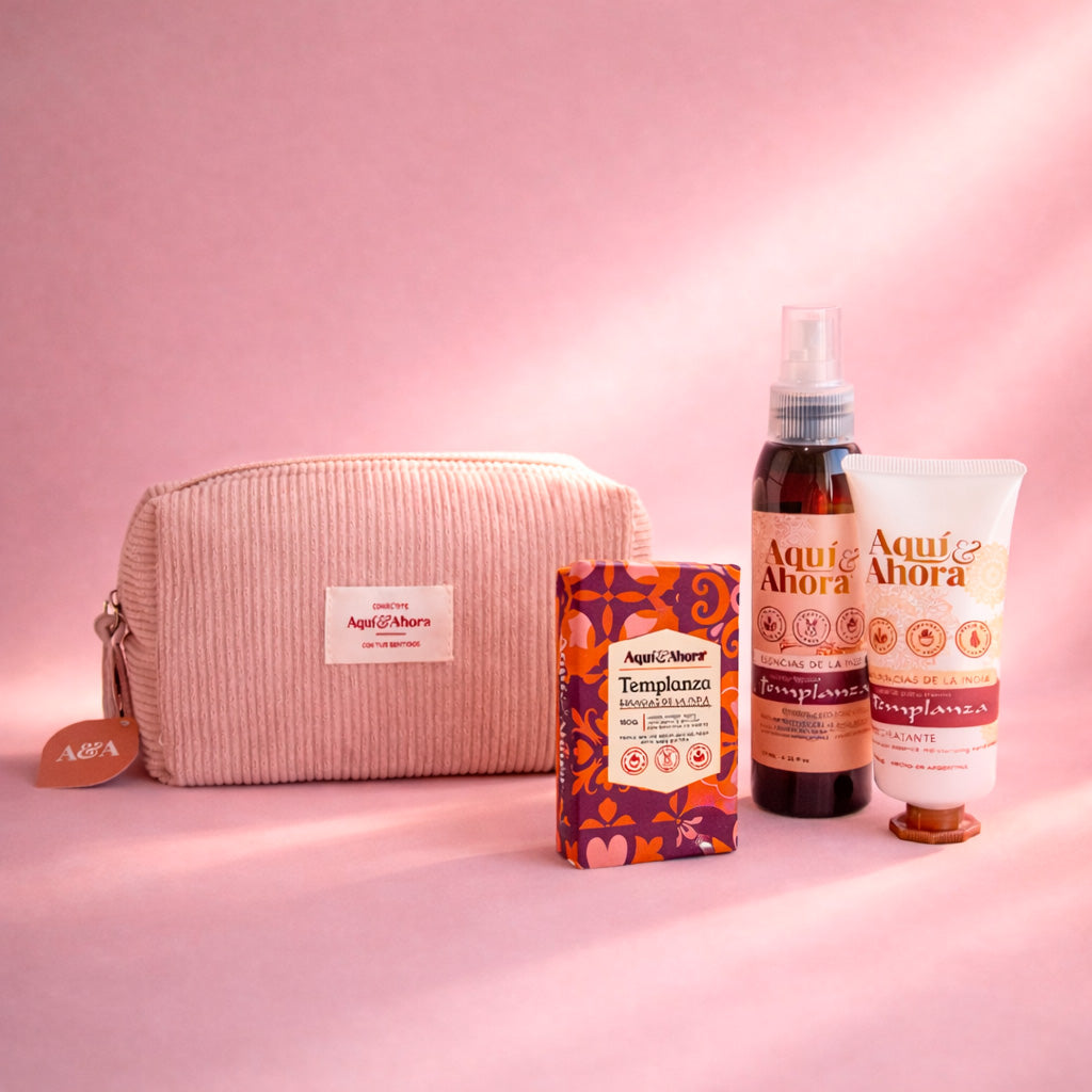 Set Neceser Corderoy + Body Splash + Crema + Jabón Natural