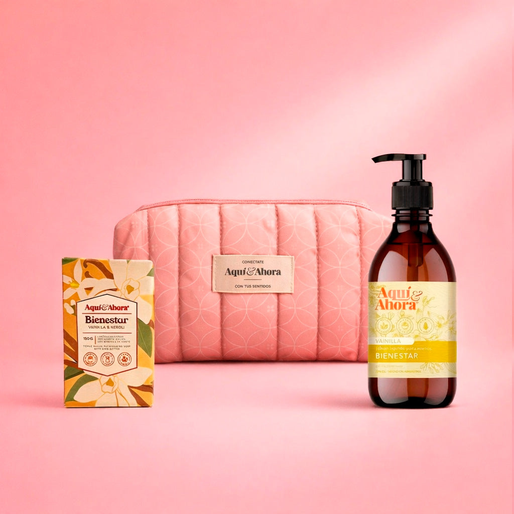 Set Neceser Estampado + Jabón Líquido + Jabón Natural