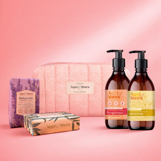 Set Neceser Estampado + Jabón Líquido + Jabón en Barra