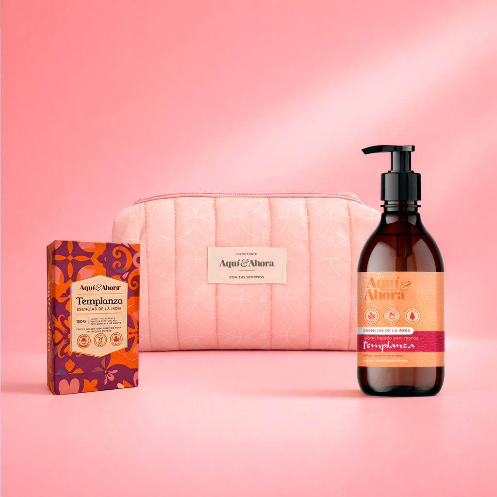 Set Neceser Estampado + Jabón Líquido + Jabón Natural