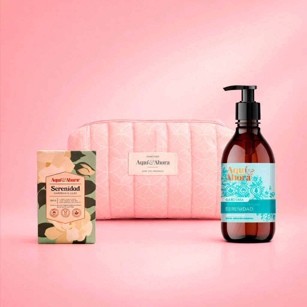 Set Neceser Estampado + Jabón Líquido + Jabón Natural