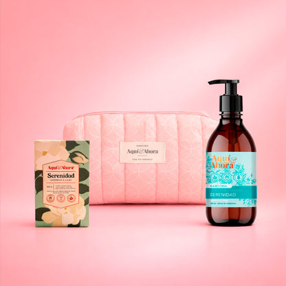 Set Neceser Estampado + Jabón Líquido + Jabón Natural