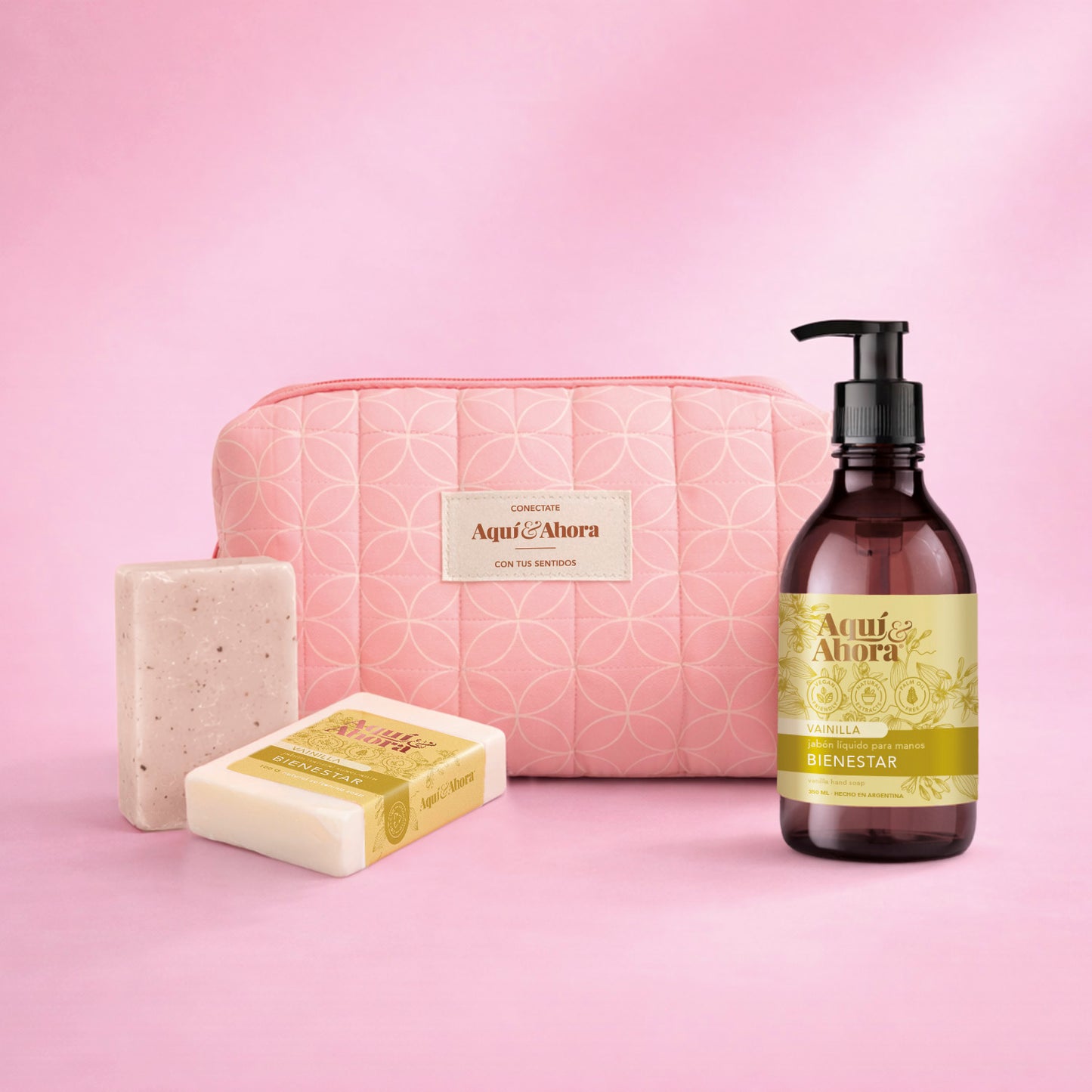 Set Neceser Estampado + Jabón Líquido + Jabón en Barra