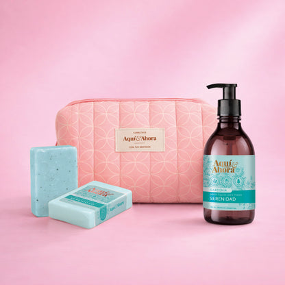 Set Neceser Estampado + Jabón Líquido + Jabón en Barra
