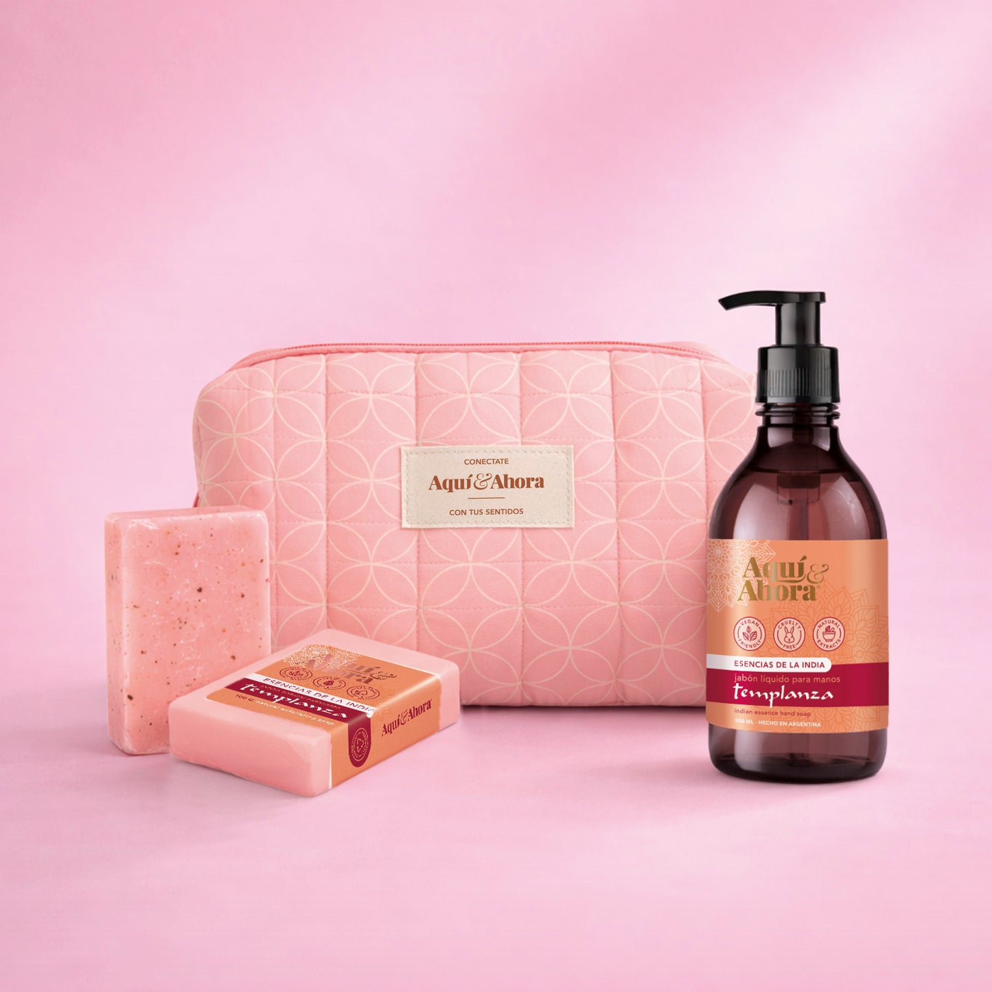 Set Neceser Estampado + Jabón Líquido + Jabón en Barra