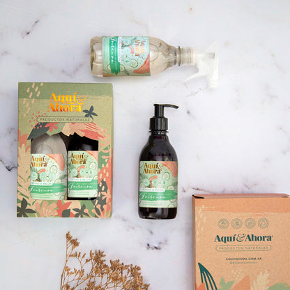 Set Jabon Liquido + Aromatizante + Estuche Exhibidor