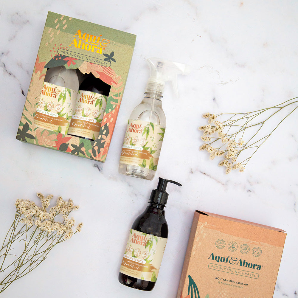 Set Jabon Liquido + Aromatizante + Estuche Exhibidor