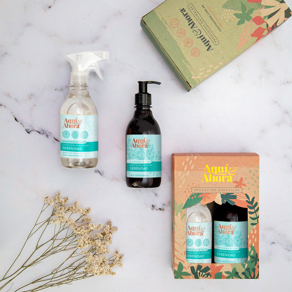 Set Jabon Liquido + Aromatizante + Estuche Exhibidor