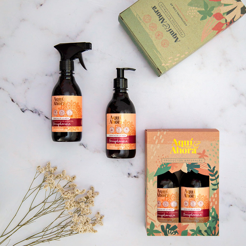 Set Jabon Liquido + Aromatizante + Estuche Exhibidor