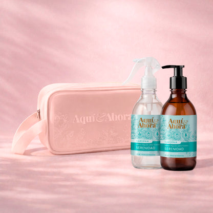 Set Neceser Clear + Jabón Líquido + Aromatizante